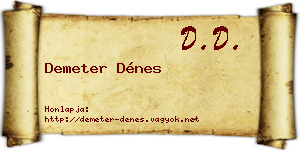 Demeter Dénes névjegykártya